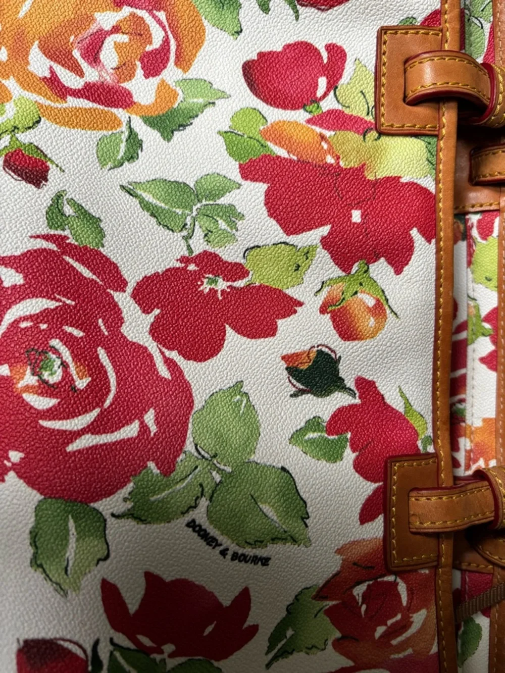 Dooney & Bourke Floral Tote Bag in Red/Orange/Green - Picture 7 of 9